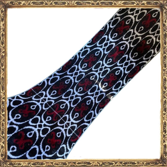 Black White Red Ikat Velvet