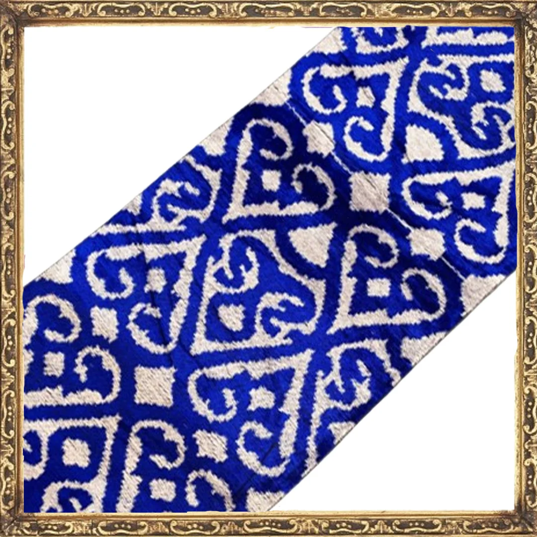 High Quality Blue Velvet Ikat