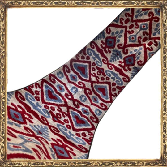 Red Blue Gray Ikat Velvet