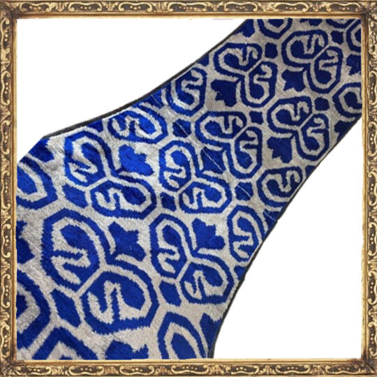 Royal Blue Silver Ikat Velvet