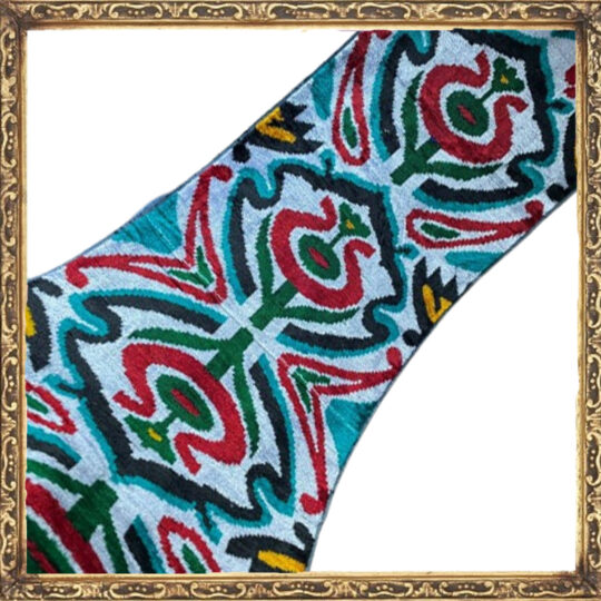 Türkis Mehrfarbiger Ikat Samtstoff