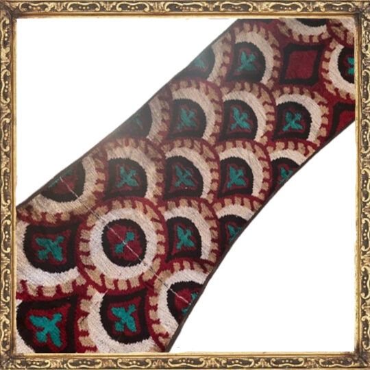 Velours Ikat Bourgogne Beige et Turquoise