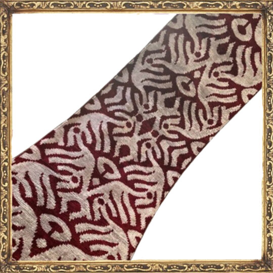 Velours Ikat Gris Bordeaux