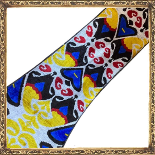 Velours Ikat Jaune Bleu et Noir