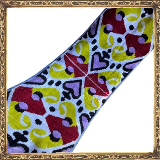 Velours Ikat Jaune Rouge et Lavande