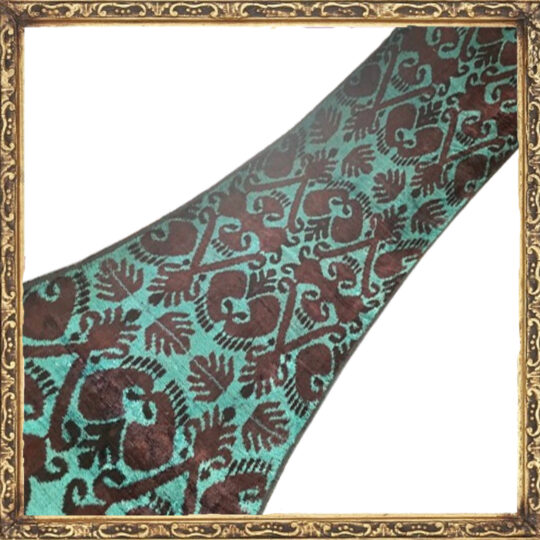 Velours Ikat Marron et Turquoise