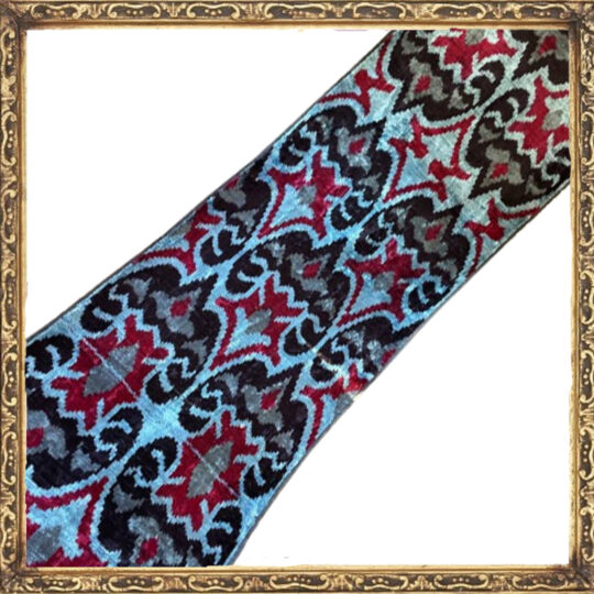Velours Ikat Noir Rouge et Gris