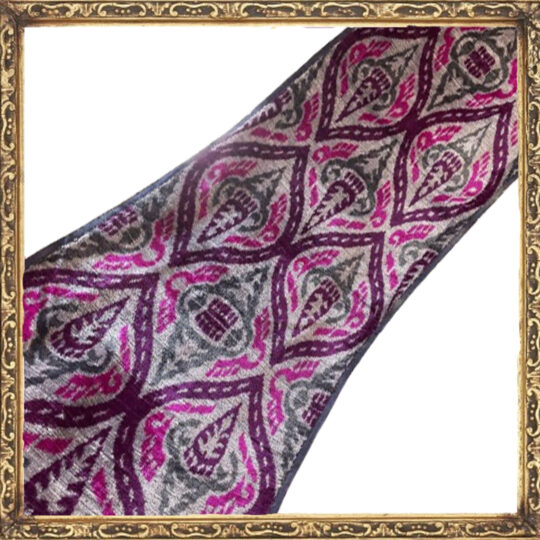 Velours Ikat Rose Violet et Gris