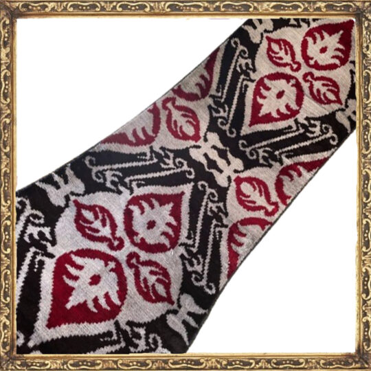 Velours Ikat Rouge Noir et Blanc