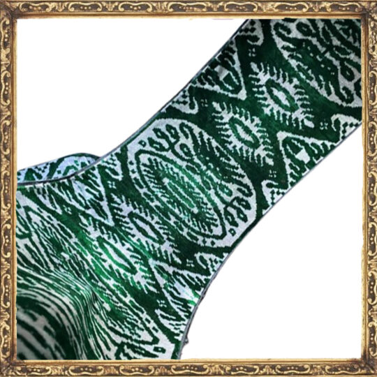 Velours Ikat Vert et Blanc