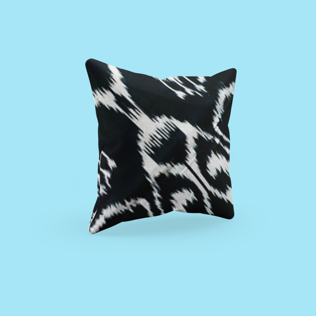 Black Ikat Fabric Pillows