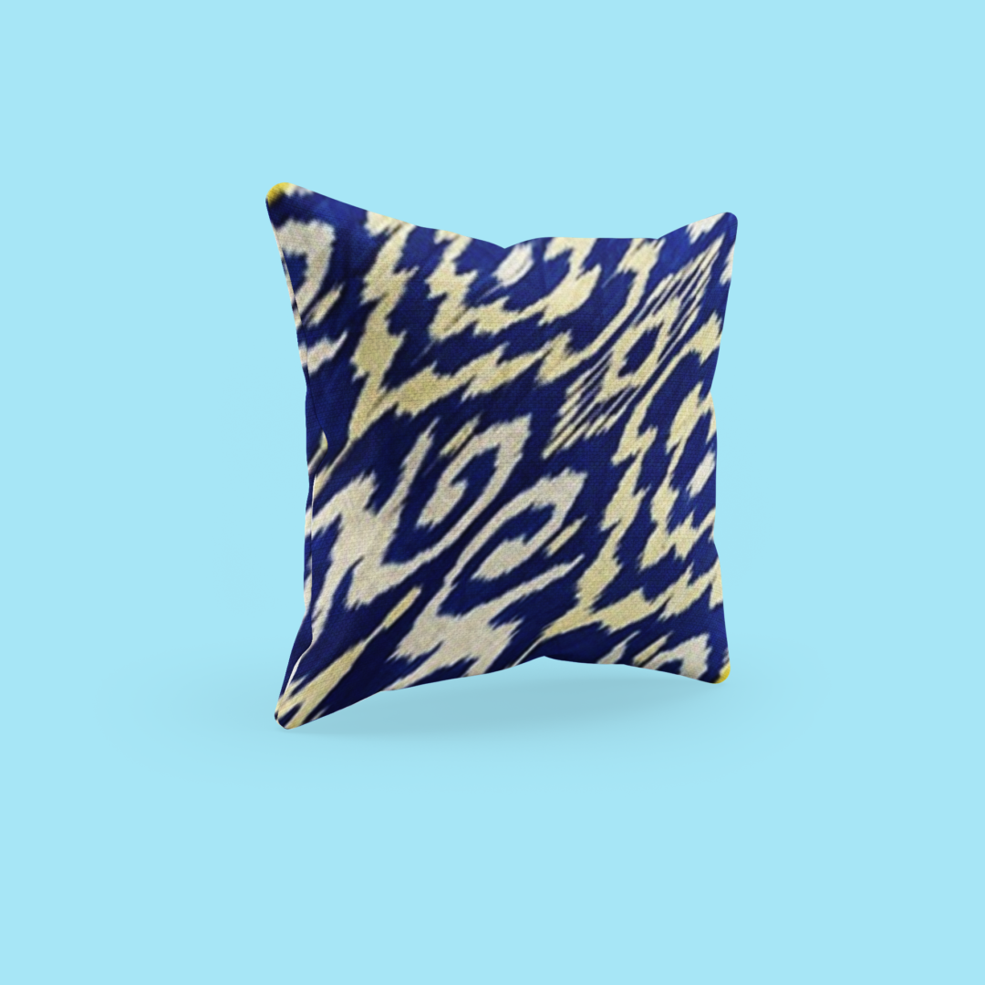 Blue Ikat Fabric Pillow