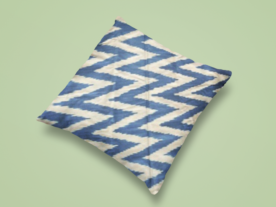 Bright Blue Ikat Fabric Pillow