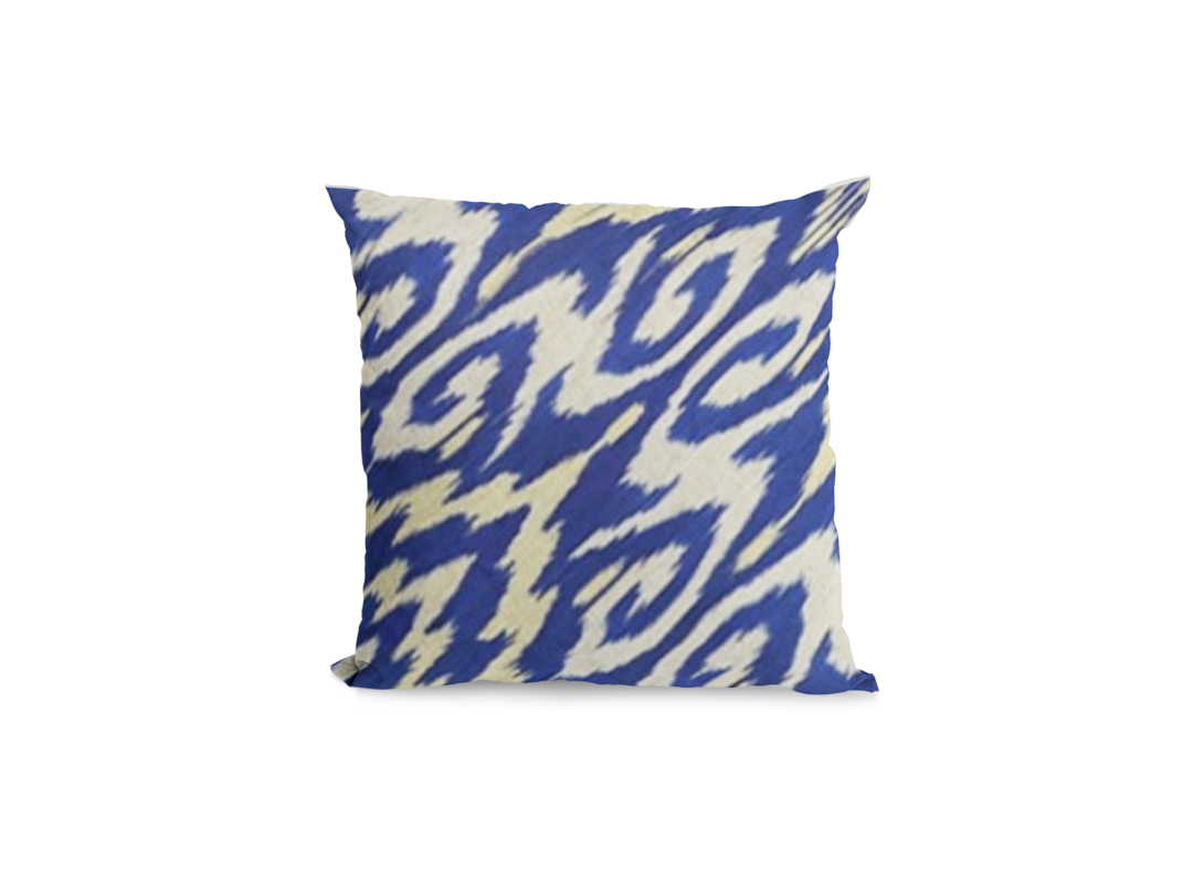 Blue Ikat Fabric Pillow