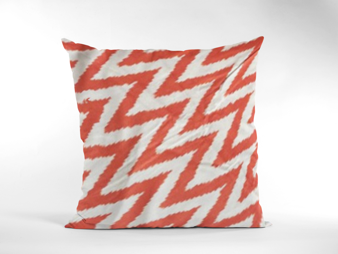 Orange Ikat Fabric Pillow