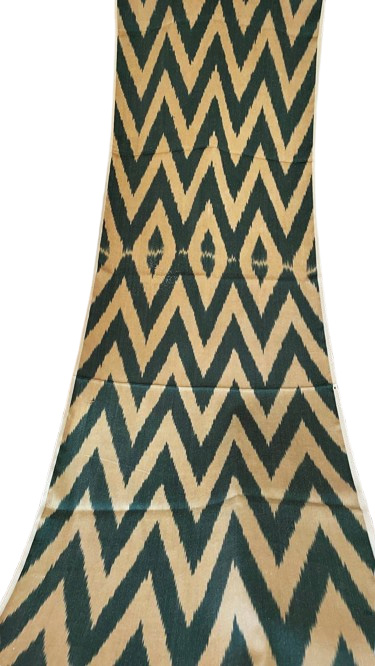 Beige Verde Ikat Tessuto