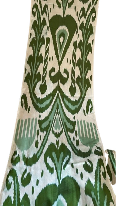 Botanischer Stoff grüner Ikat lebendig