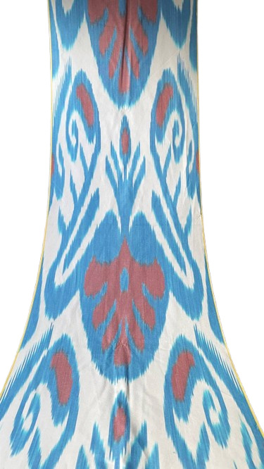 Diamond Ikat Burgundy Grey Fabric