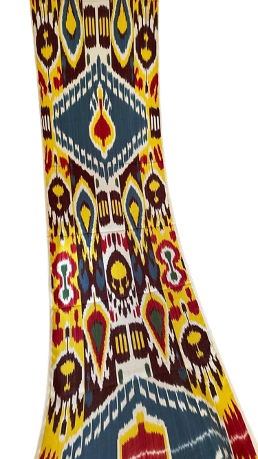 Figured ikat textile vibrant