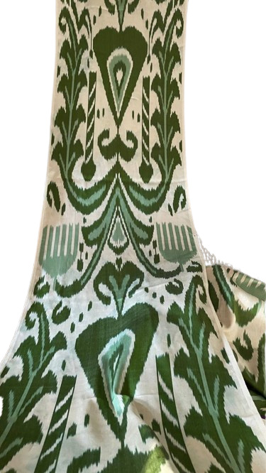 Grüner Ikat botanischer Stoff organisch