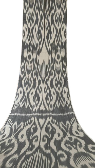 Ikat Tessuto Motivo Astratto Nero Bianco