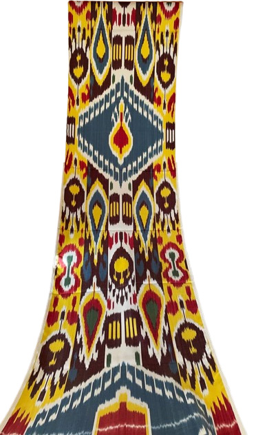 Ikat figured textile woven