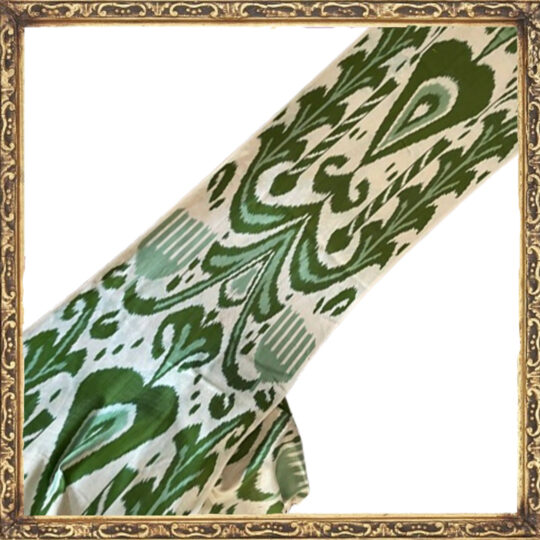 Tela ikat botánico verde