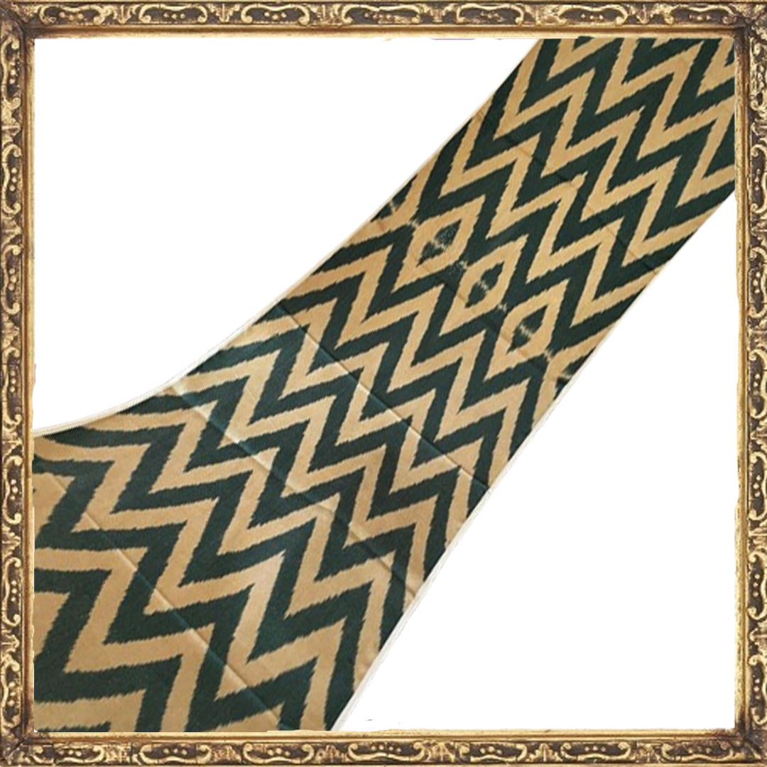Tessuto Ikat Verde Beige