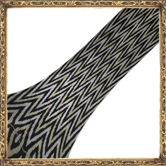 Tessuto Ikat Zigzag Nero Grigio