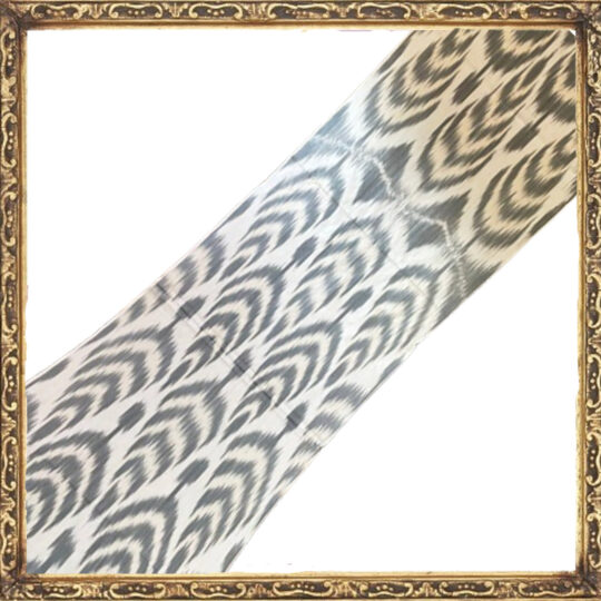 Tissu Ikat Motif Feuille Noir Blanc