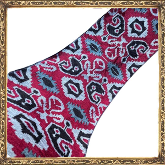 Tela de Terciopelo Ikat Rojo Intenso