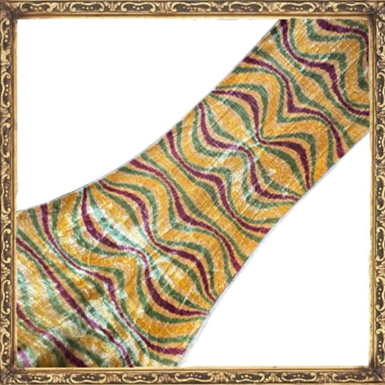 Terciopelo Ikat Mostaza Púrpura y Verde