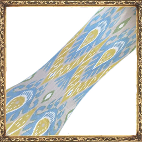 Tissu ikat bleu et jaune