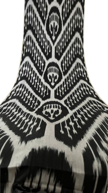 Blanco Forma V Negro Ikat Tejido