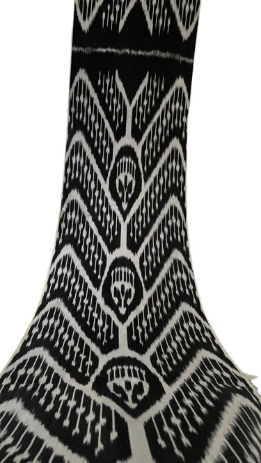 Blanco Negro Forma V Ikat Tejido