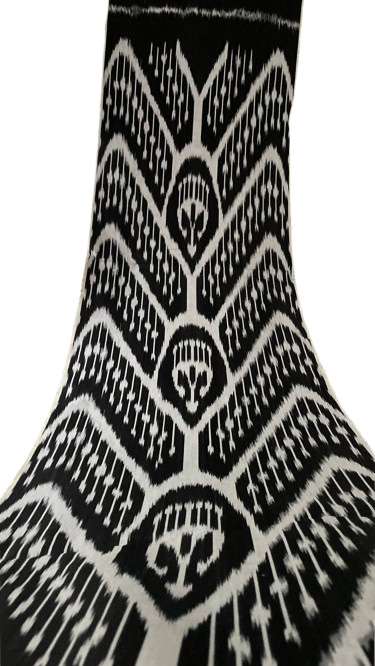 Ikat Tejido Forma V Blanco Negro