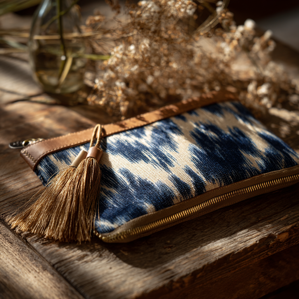 handwoven silk ikat clutch