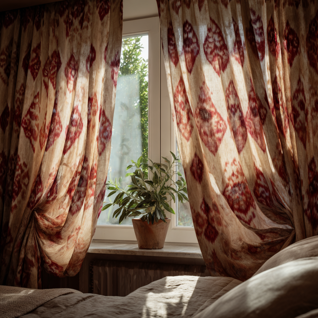 ikat window treatment