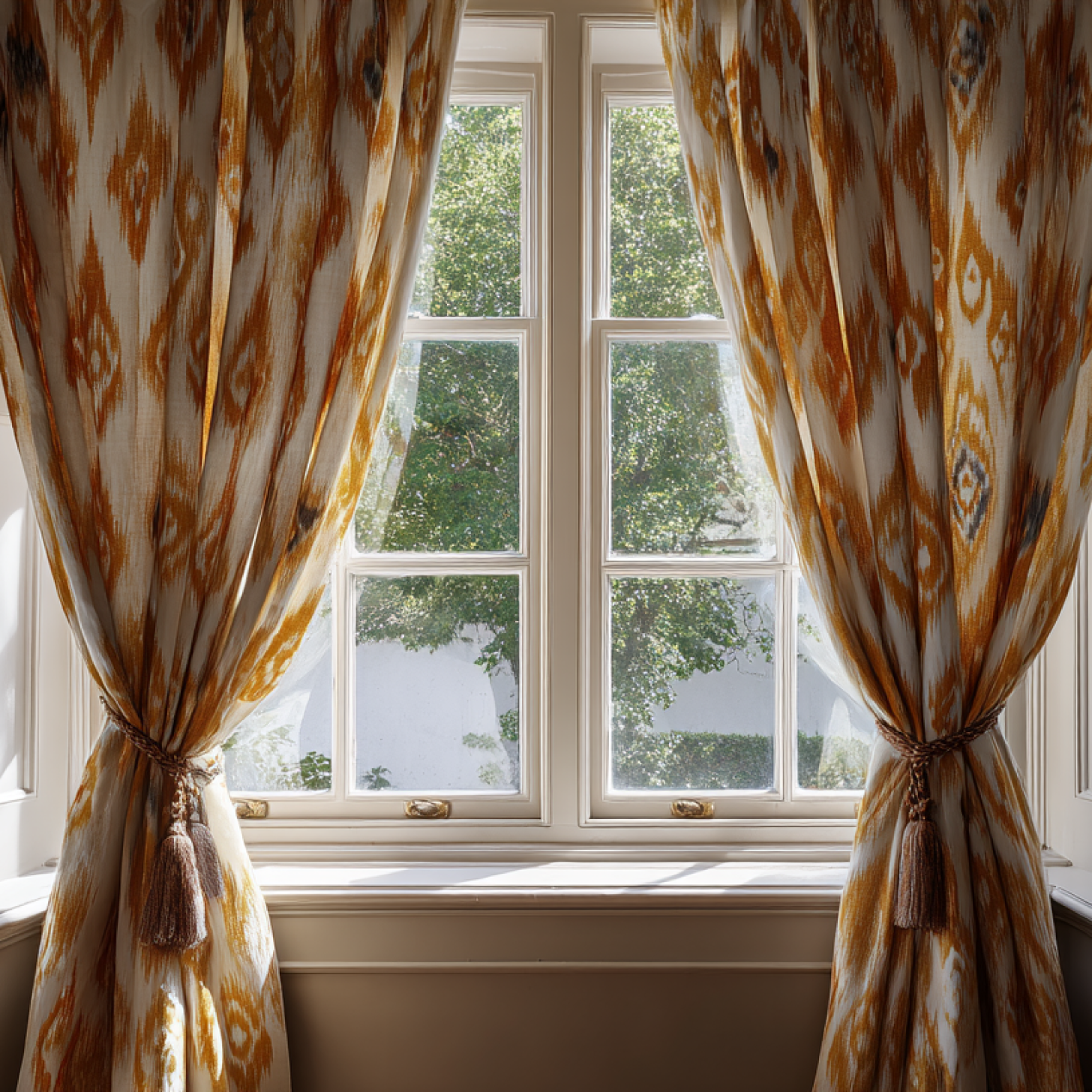 natural dyed ikat drapes